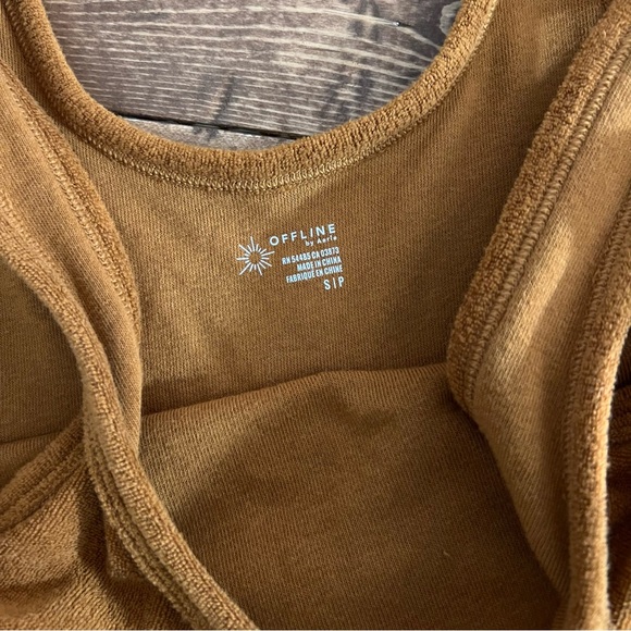OFFLINE By Aerie Summer Lights Terry Tank Top Caramel Brown Size Small - Picture 7 of 12